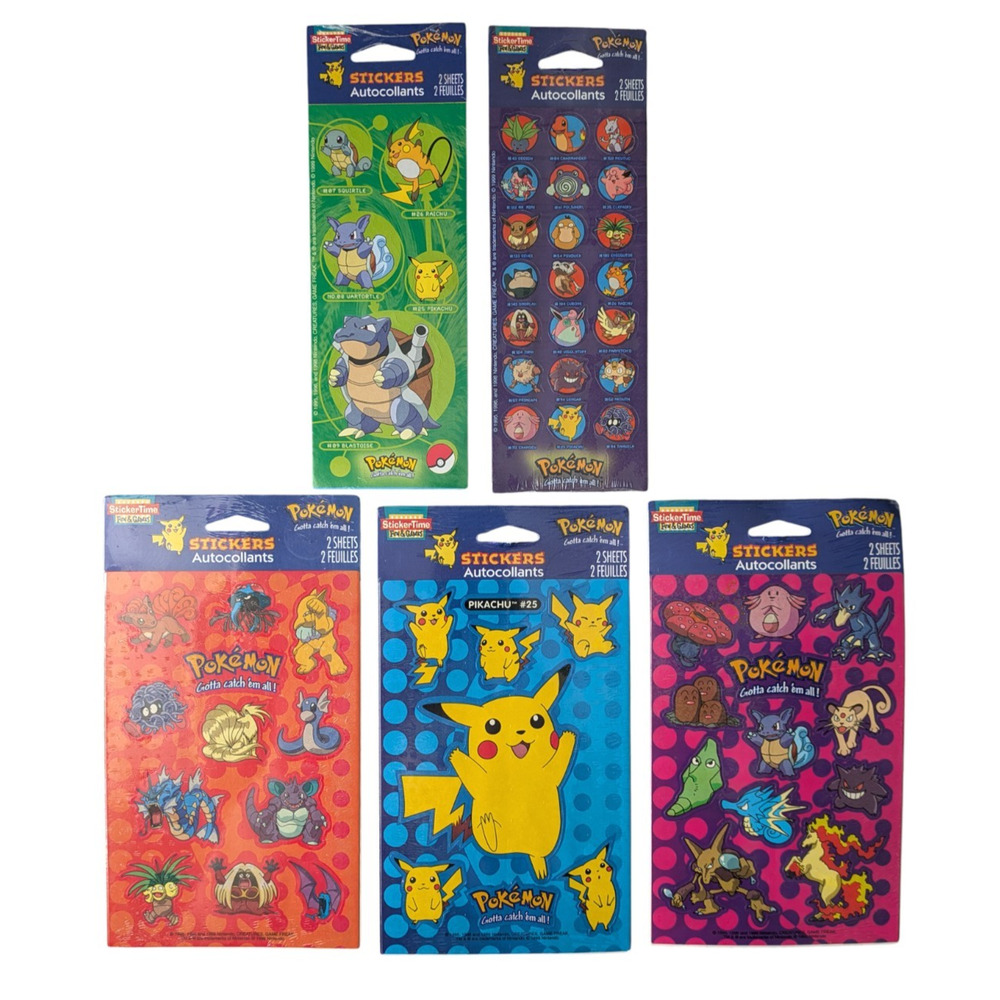 Vintage Pokemon Sticker Lot of 5 Packs 1999 Jynx Pikachu American Greetings 90s